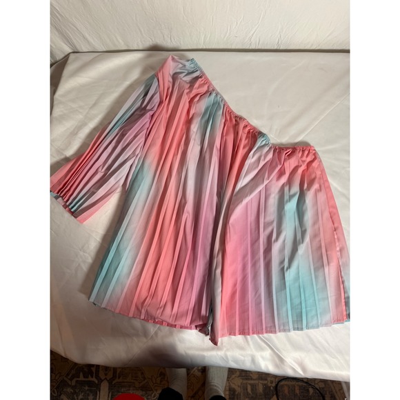 SHEIN Tops - SHEIN Curve Pastel Ombre Pleated One Shoulder Top  2XL Pink Blue